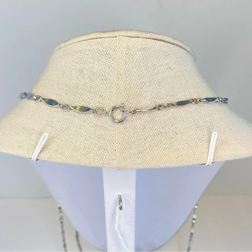 Vintage Silver Tone Elongated Long Bar Link Chain Necklace 40" - Picture 5 of 10